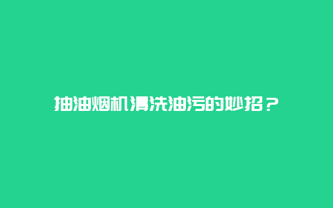 抽油烟机清洗油污的妙招？