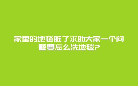 家里的地毯脏了求助大家一个问题要怎么洗地毯?