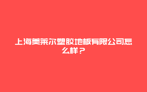 上海美莱尔塑胶地板有限公司怎么样？