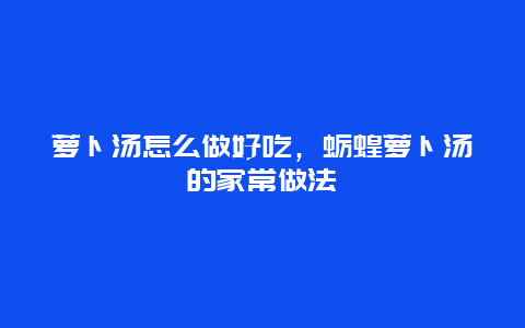 萝卜汤怎么做好吃，蛎蝗萝卜汤的家常做法