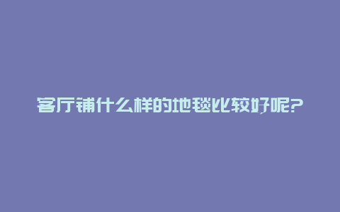 客厅铺什么样的地毯比较好呢?