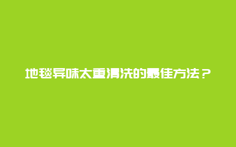 地毯异味太重清洗的最佳方法？