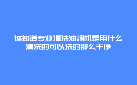 谁知道专业清洗油烟机是用什么清洗的可以洗的那么干净