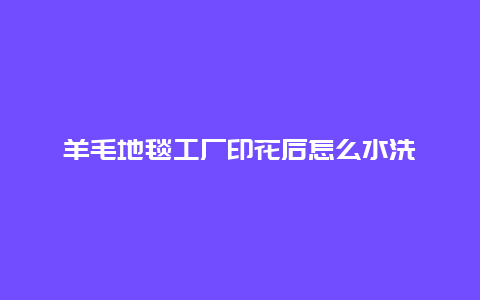 羊毛地毯工厂印花后怎么水洗_http://www.365jiazheng.com_保洁卫生_第1张