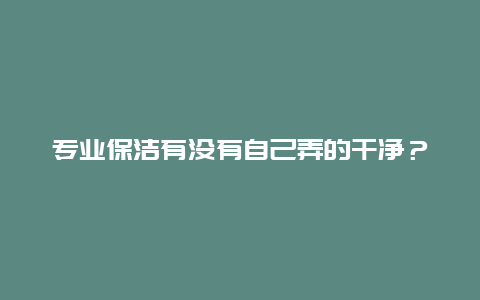 专业保洁有没有自己弄的干净？_http://www.365jiazheng.com_保洁卫生_第1张