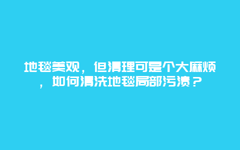 地毯美观，但清理可是个大麻烦，如何清洗地毯局部污渍？