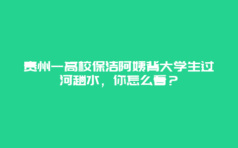 贵州一高校保洁阿姨背大学生过河趟水，你怎么看？