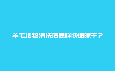 羊毛地毯清洗后怎样快速晾干？