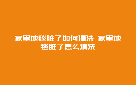 家里地毯脏了如何清洗 家里地毯脏了怎么清洗