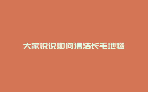 大家说说如何清洁长毛地毯