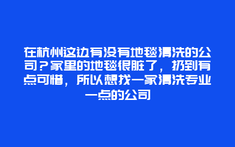 在杭州这边有没有地毯清洗的公司？家里的地毯很脏了，扔到有点可惜，所以想找一家清洗专业一点的公司