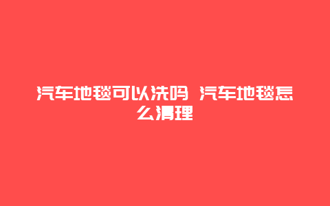 汽车地毯可以洗吗 汽车地毯怎么清理