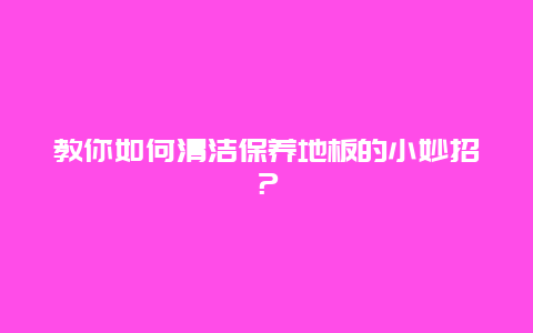 教你如何清洁保养地板的小妙招？