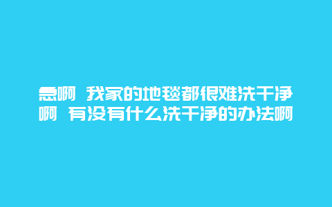 急啊 我家的地毯都很难洗干净啊 有没有什么洗干净的办法啊