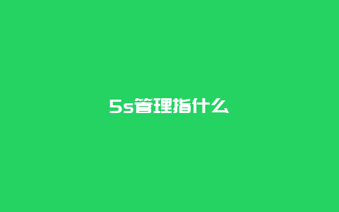 5s管理指什么