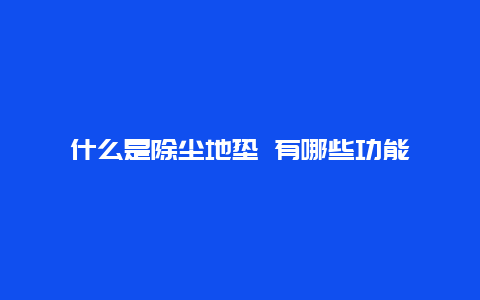 什么是除尘地垫 有哪些功能