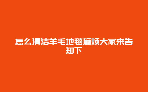 怎么清洁羊毛地毯麻烦大家来告知下