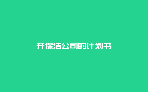 开保洁公司的计划书