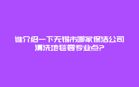 谁介绍一下无锡市哪家保洁公司清洗地毯要专业点?