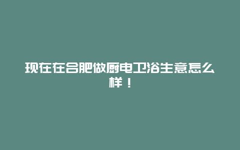 现在在合肥做厨电卫浴生意怎么样！