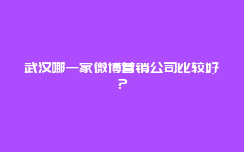 武汉哪一家微博营销公司比较好？