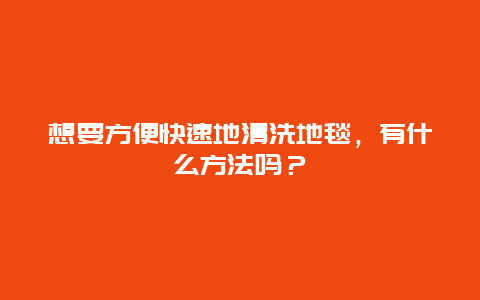 想要方便快速地清洗地毯，有什么方法吗？