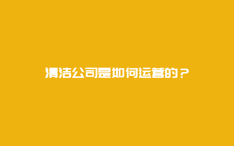 清洁公司是如何运营的？