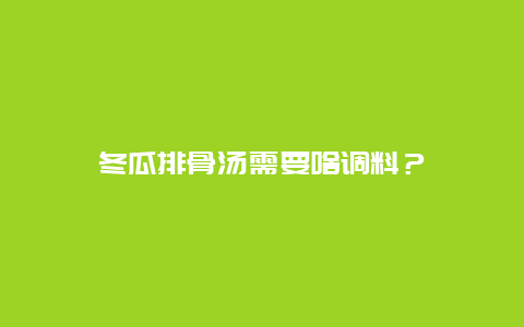 冬瓜排骨汤需要啥调料？