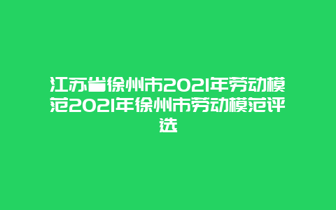 江苏省徐州市2021年劳动模范2021年徐州市劳动模范评选