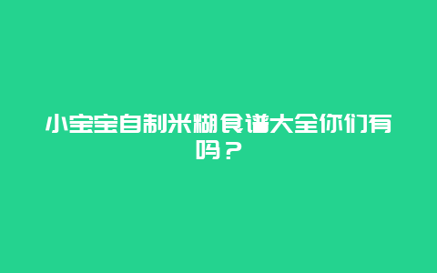 小宝宝自制米糊食谱大全你们有吗？