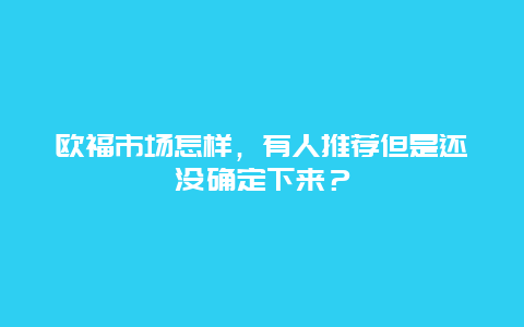 欧福市场怎样，有人推荐但是还没确定下来？