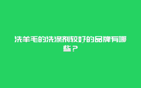 洗羊毛的洗涤剂较好的品牌有哪些？