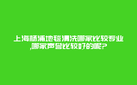 上海杨浦地毯清洗哪家比较专业,哪家声誉比较好的呢?