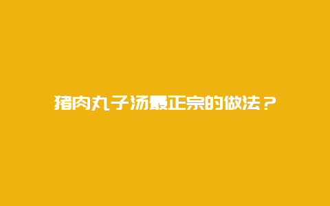 猪肉丸子汤最正宗的做法？