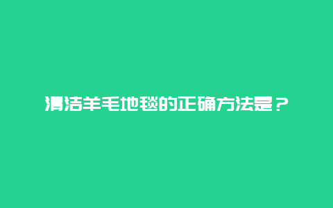 清洁羊毛地毯的正确方法是？