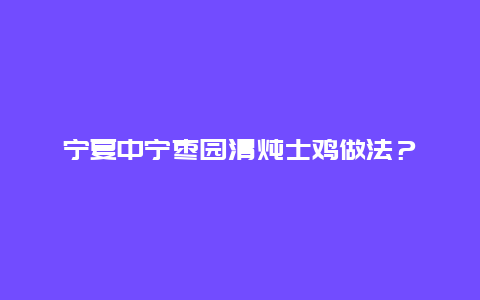 宁夏中宁枣园清炖士鸡做法？