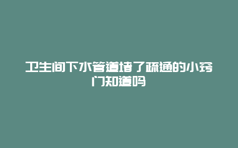 卫生间下水管道堵了疏通的小窍门知道吗