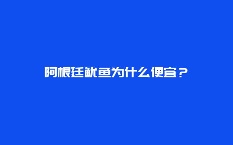 阿根廷鱿鱼为什么便宜？