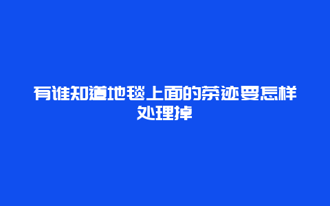 有谁知道地毯上面的茶迹要怎样处理掉