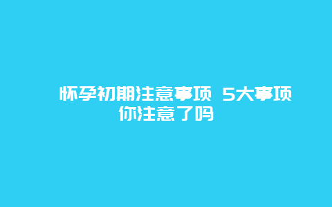 ​怀孕初期注意事项 5大事项你注意了吗