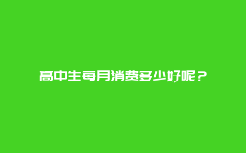 高中生每月消费多少好呢？