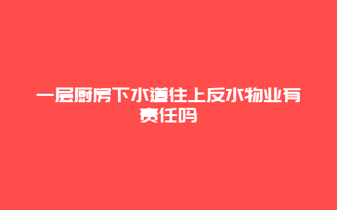 一层厨房下水道往上反水物业有责任吗