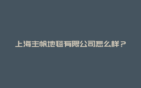 上海主帆地毯有限公司怎么样？