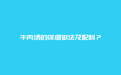 牛肉汤的详细做法及配料？