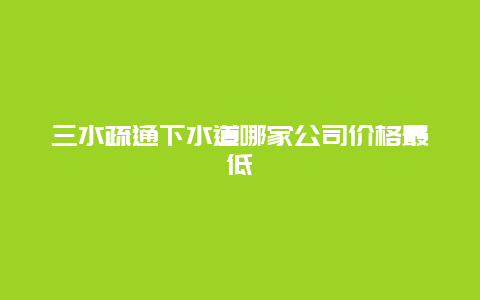 三水疏通下水道哪家公司价格最低