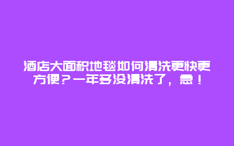 酒店大面积地毯如何清洗更快更方便？一年多没清洗了，急！