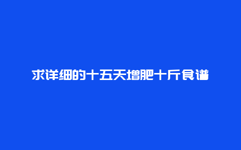 求详细的十五天增肥十斤食谱