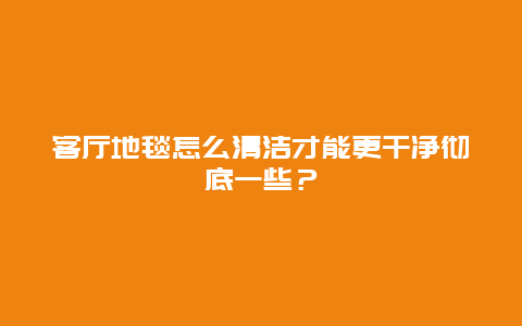 客厅地毯怎么清洁才能更干净彻底一些？