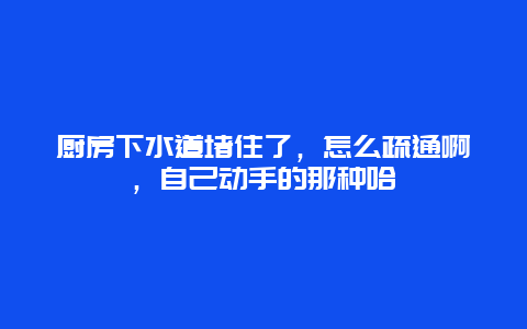 厨房下水道堵住了，怎么疏通啊，自己动手的那种哈