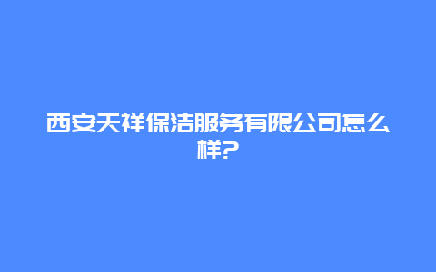 西安天祥保洁服务有限公司怎么样?